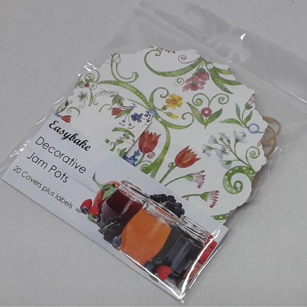 N.J Products Floral Jampot Covers With Labels - Old Railway Line Garden Centre