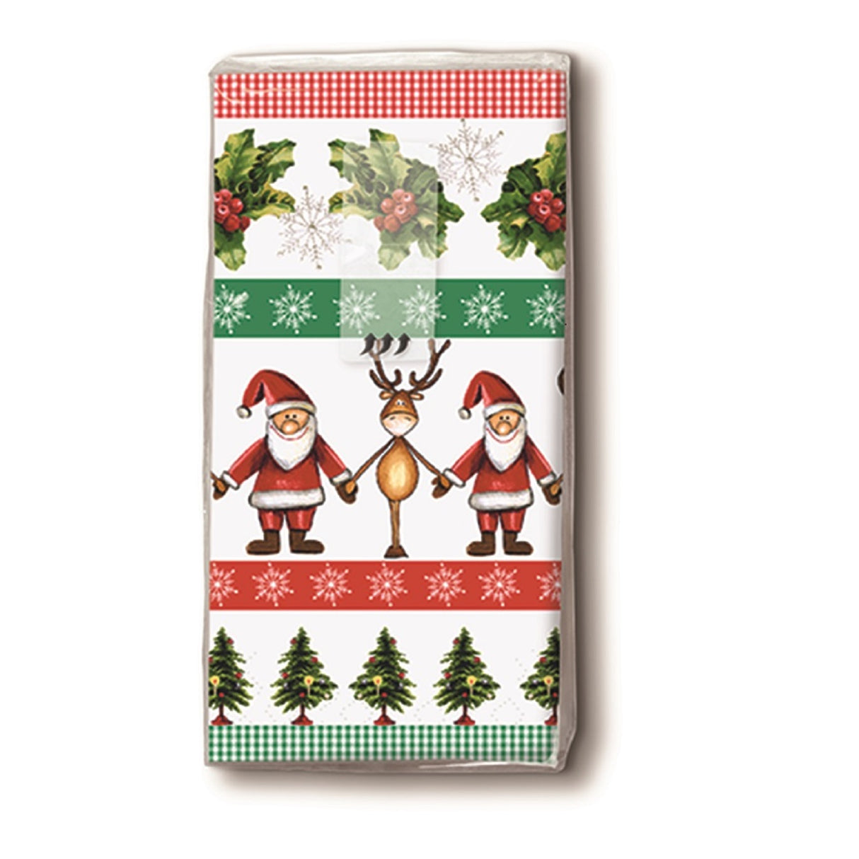 NJ Products Traditional Napkins Santa Reindeer Christmas Tree Holly