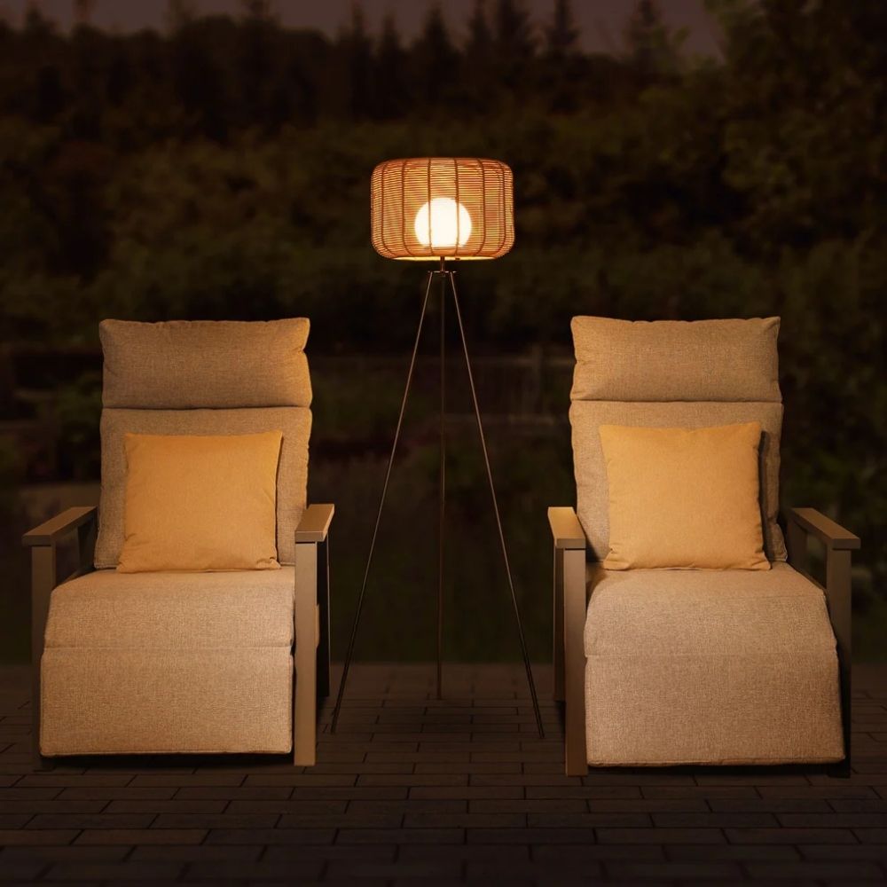 Noma 1.5m Toscana Rattan Floor Lamp - Sesame
