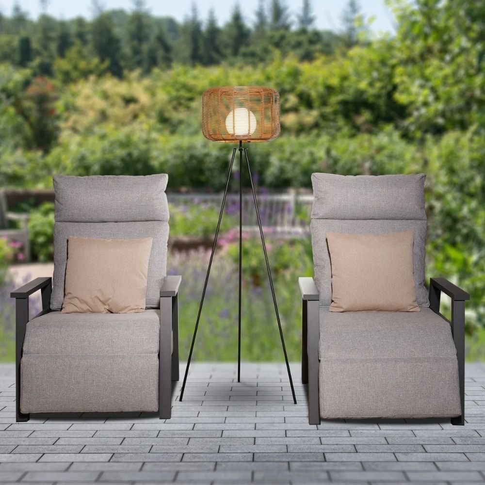 Noma 1.5m Toscana Rattan Floor Lamp - Sesame
