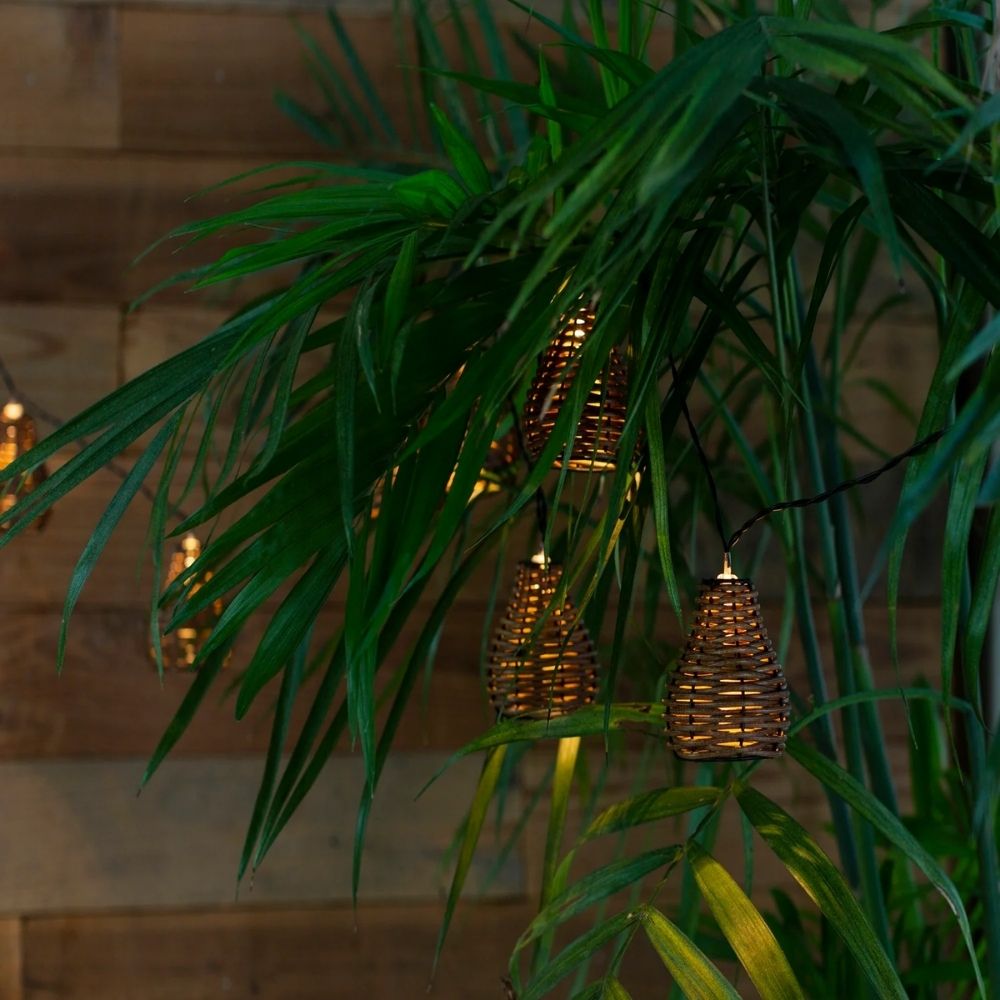 Noma 10 Brown Rattan Festoon Lights - Warm White