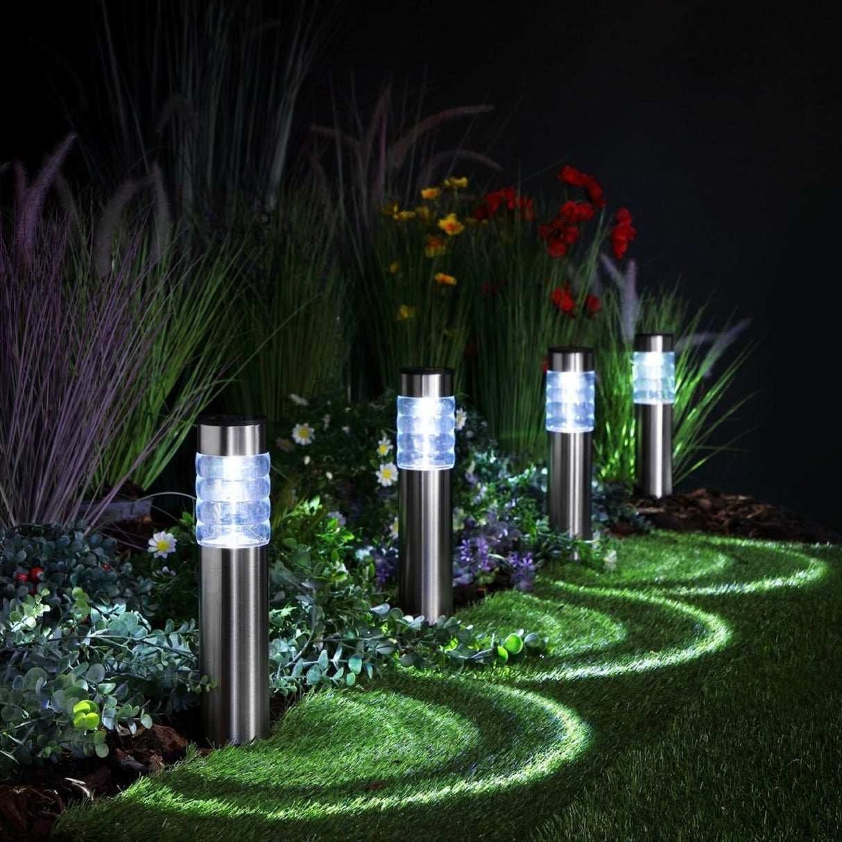 Noma Stainless Steel Bollard Lights Set of 4 - Old Railway Line Garden Centre