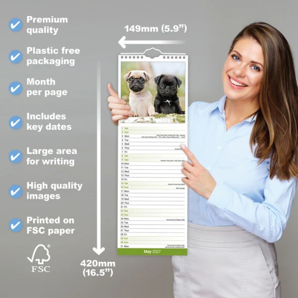 Otter House Pug Slim Calendar 2027