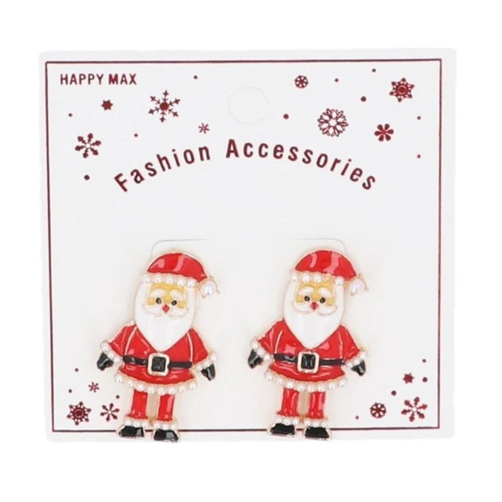 Gisela Graham Metal/Enamel Santa Earrings