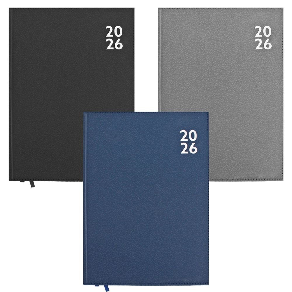 Ig Design Day To Page A4 Diary Planner With Leatherette Cover - Choice of 3