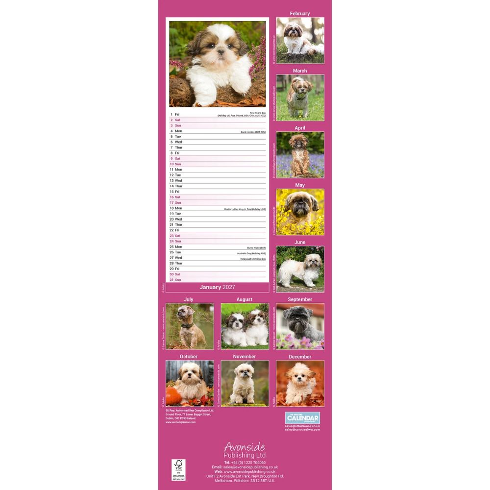Otter House Shih Tzu Slim Calendar 2027