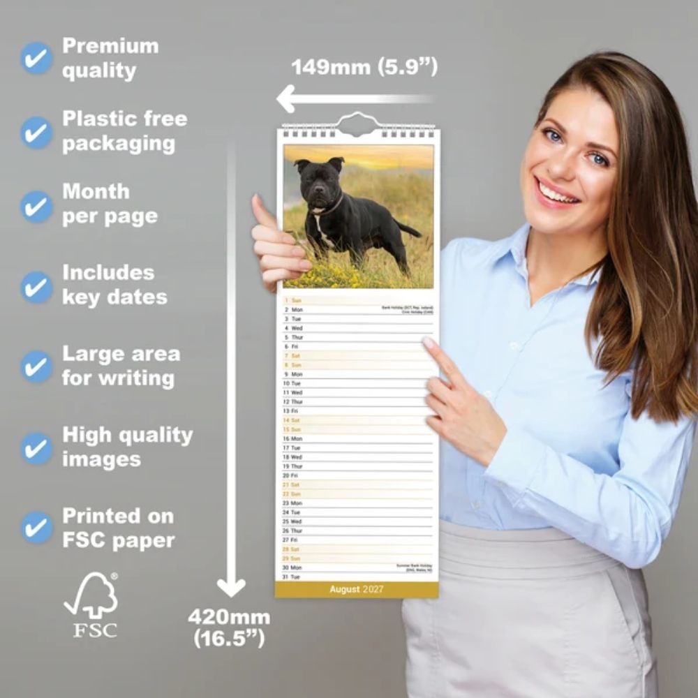 Otter House Staffordshire Bull Terrier Slim Calendar 2027