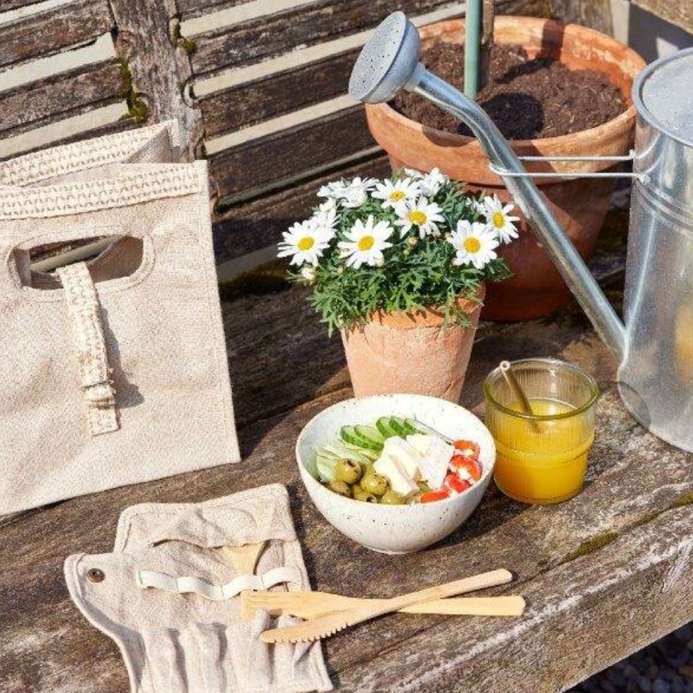 Outdoor Living Wooden Cutlery Set with Linen Bag - Old Railway Line Garden Centre