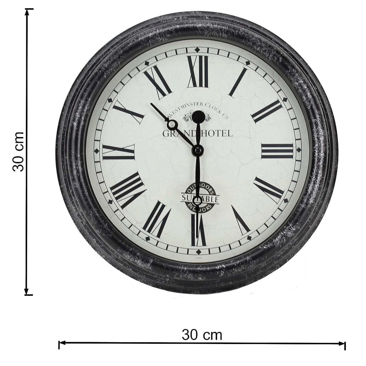 Outside In 12" Black Biarritz Clock - Old Railway Line Garden Centre