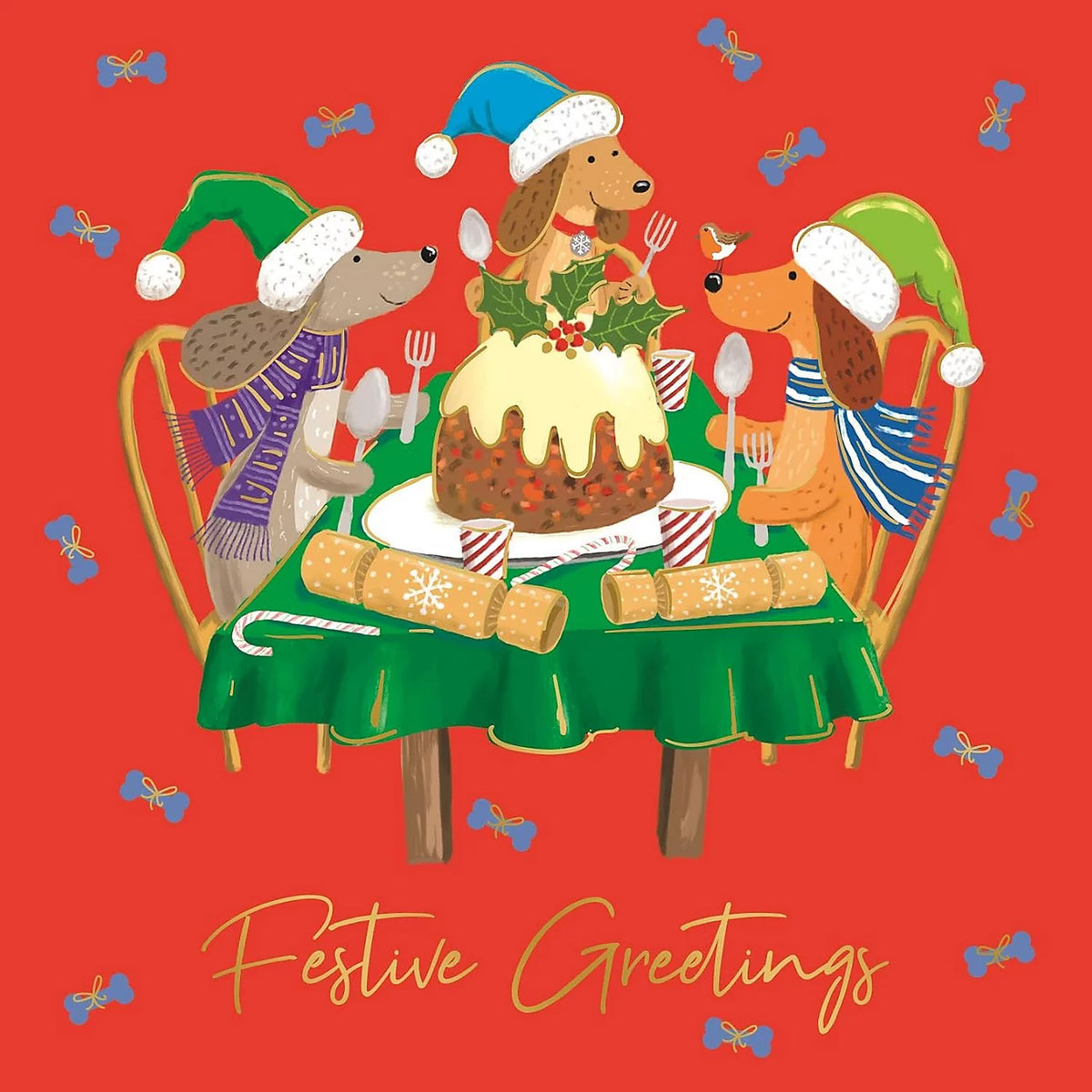 Giftmaker Festive Dachshunds Car/Xmas Pud Christmas Cards - 2 Designs - Pack of 10