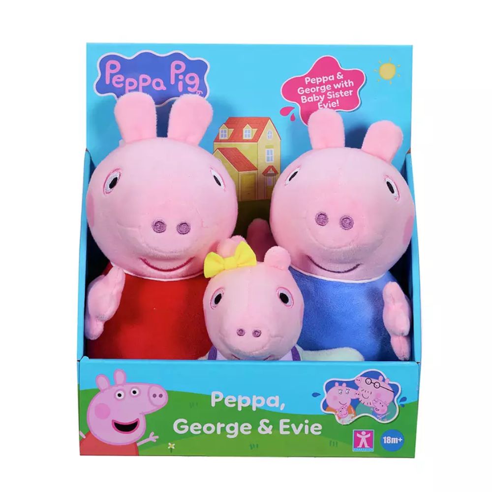 Peppa Pig, George & Evie 3 Pack Soft Toys