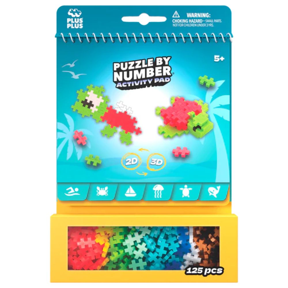 Plus Plus 125 Piece Activity Pad - Ocean and Beach Construction Kit