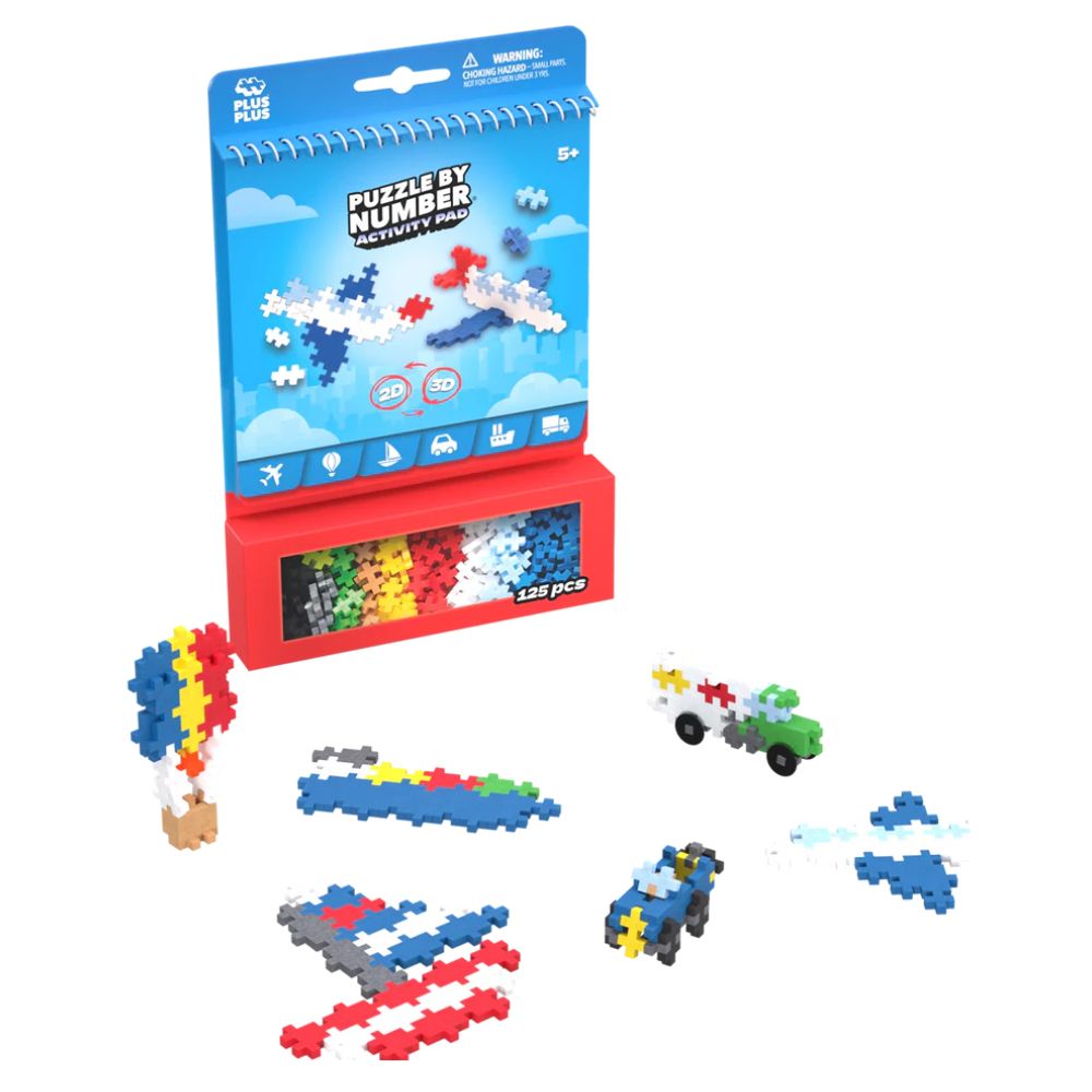 Plus Plus 125 piece Activity Pad Transportation Construction Kit
