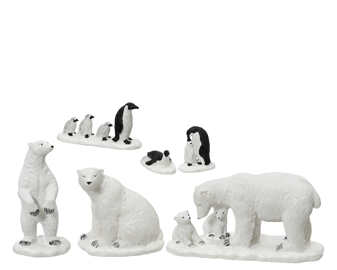 Polar Animal Snow Scene Arctic Polyresin Indoor Figurines 6 Piece Set