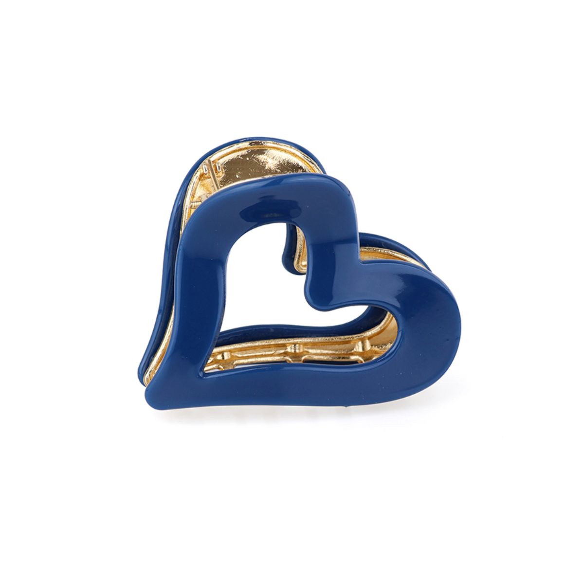 POM Amara Blue and Gold Acrylic Heart Claw Clip