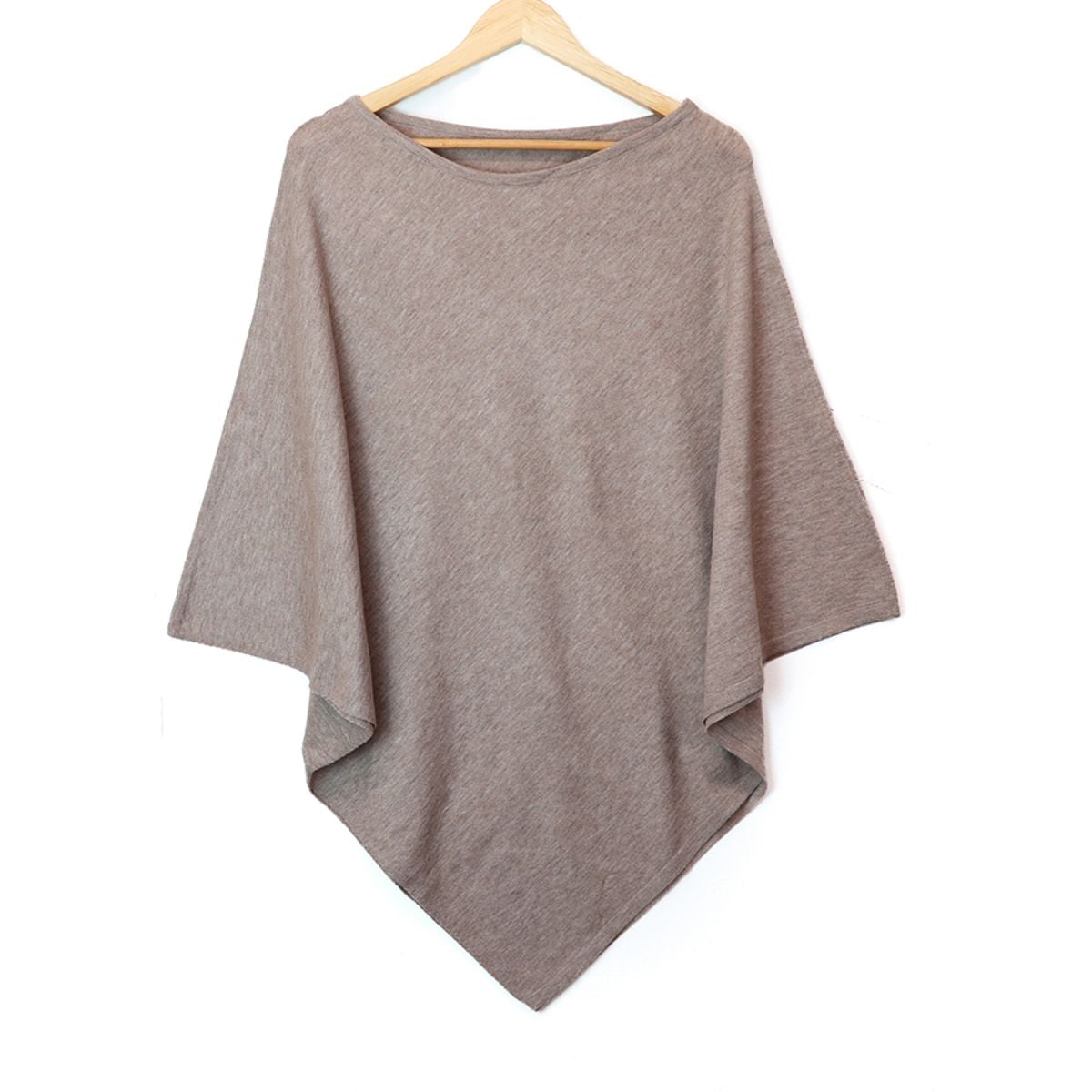 POM Amelia Recycled Blend Dark Oatmeal Fine Knit Poncho