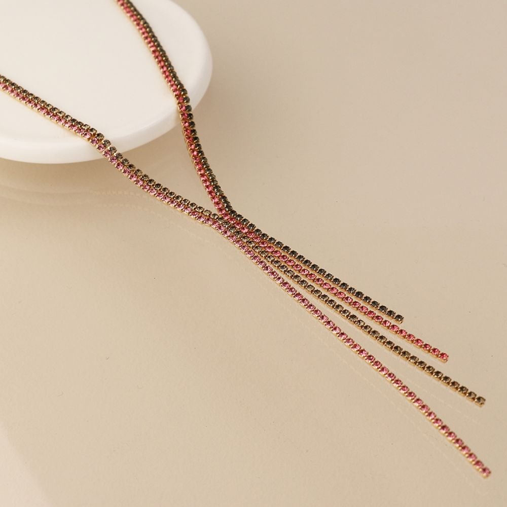 POM Black And Pink Mix Crystal Lariat Necklace - Old Railway Line Garden Centre