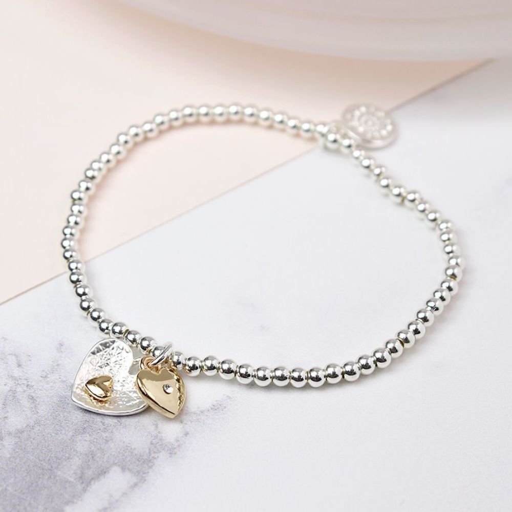 POM Double Heart Bracelet (Silver/Gold Plated) - Old Railway Line Garden Centre