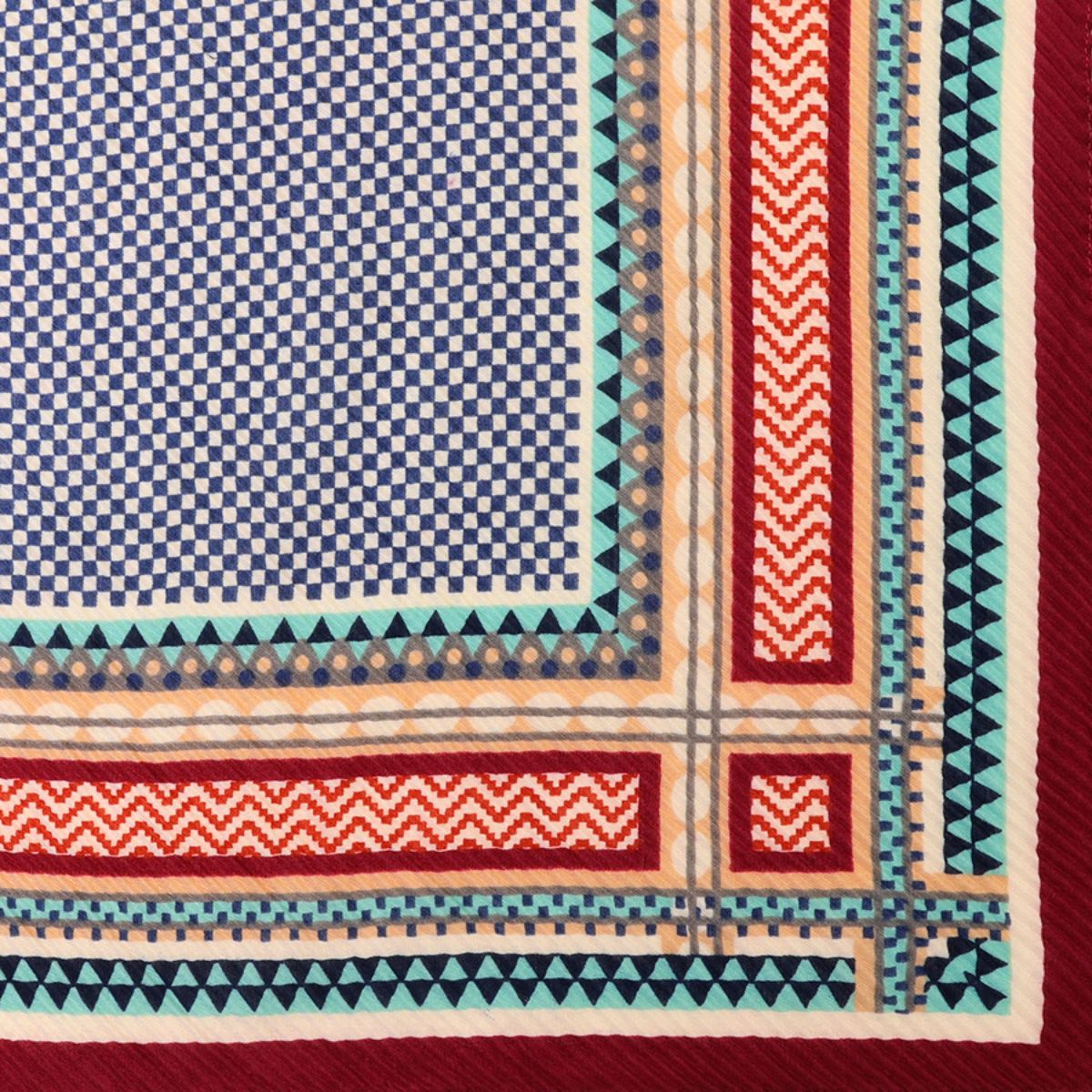 POM Geo Square Wine/Navy/Aqua Mix Crinkle Scarf (Choice of 2)