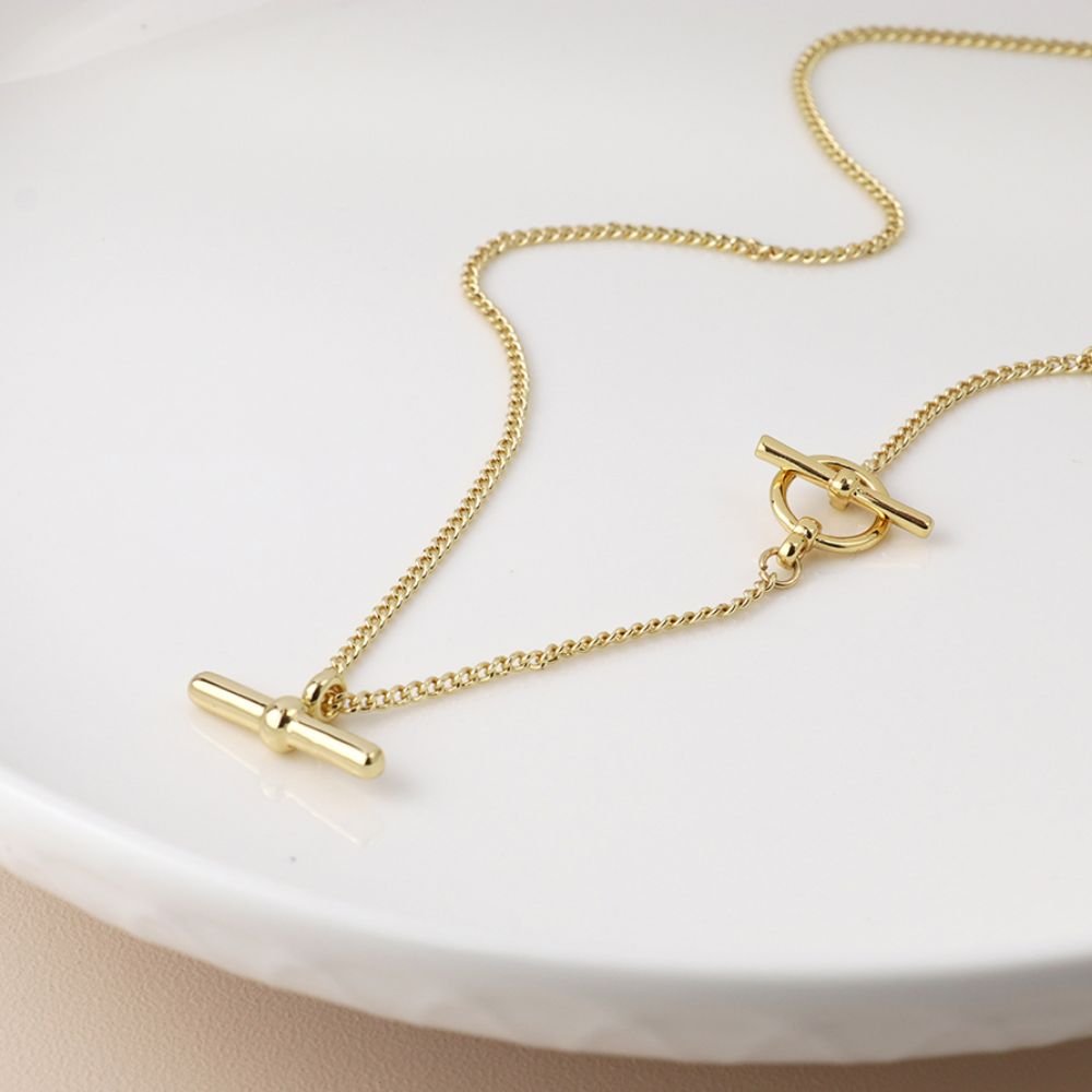 POM Golden Chunky Chain And T - Bars Necklace - Old Railway Line Garden Centre