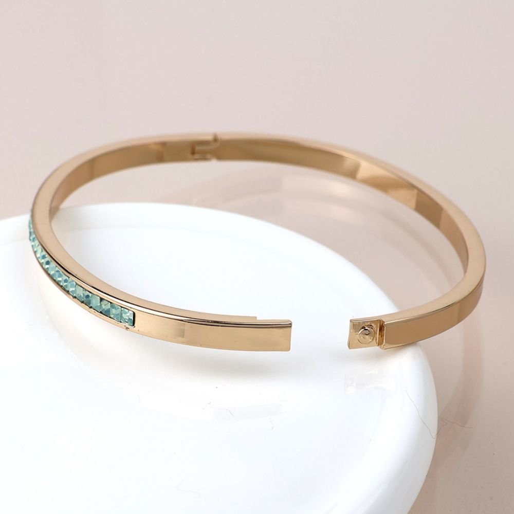 POM Golden Green Crystals Hinged Bangle - Old Railway Line Garden Centre