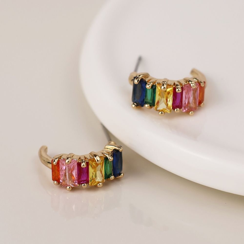 POM Golden Rainbow Crystal C - Hoop Earrings - Old Railway Line Garden Centre