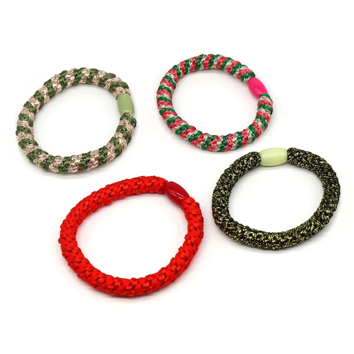 POM Green and Red Mix 4 Pack Hairbands