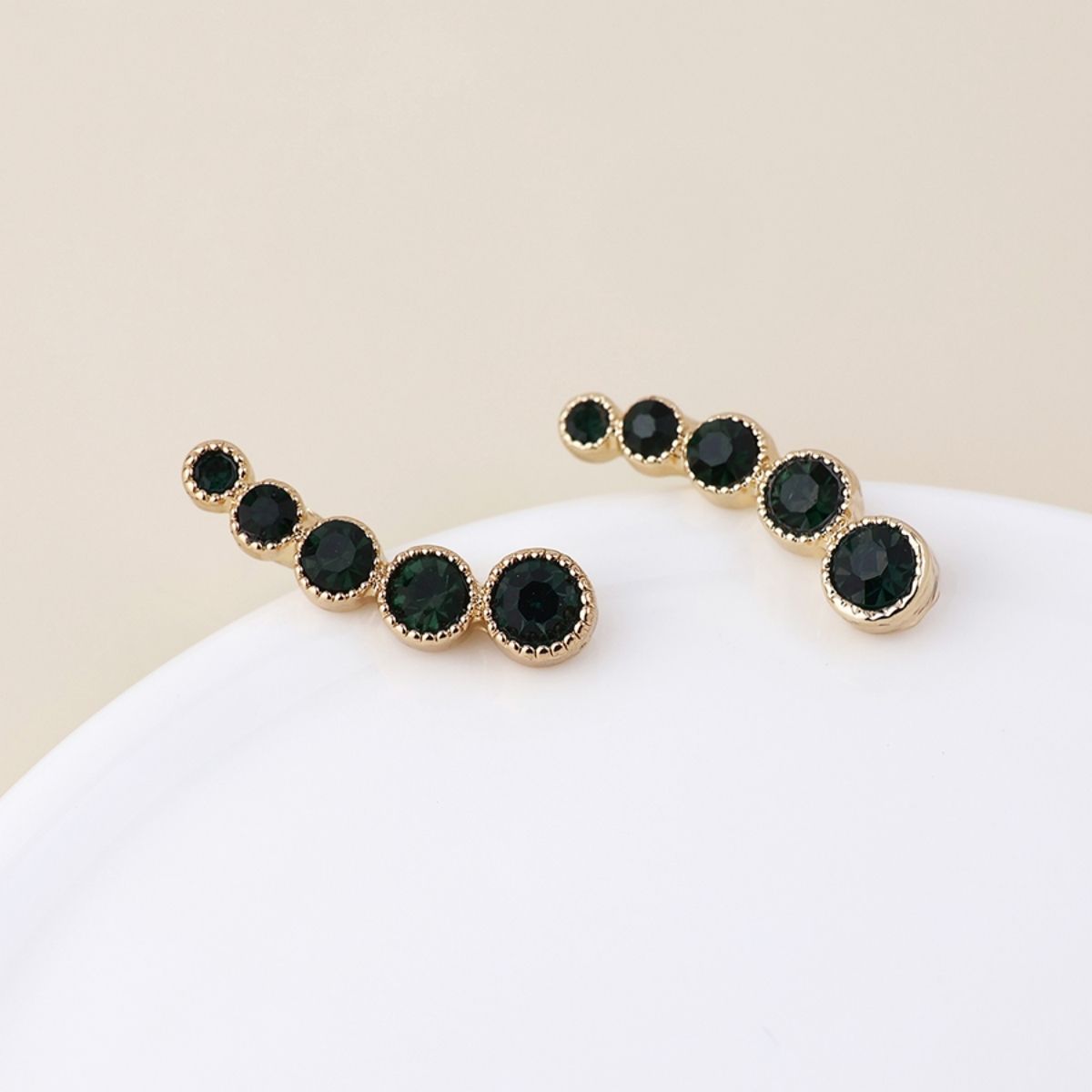 POM Maggie Faux Gold Plated Dark Toned Crystal Ear Climbers