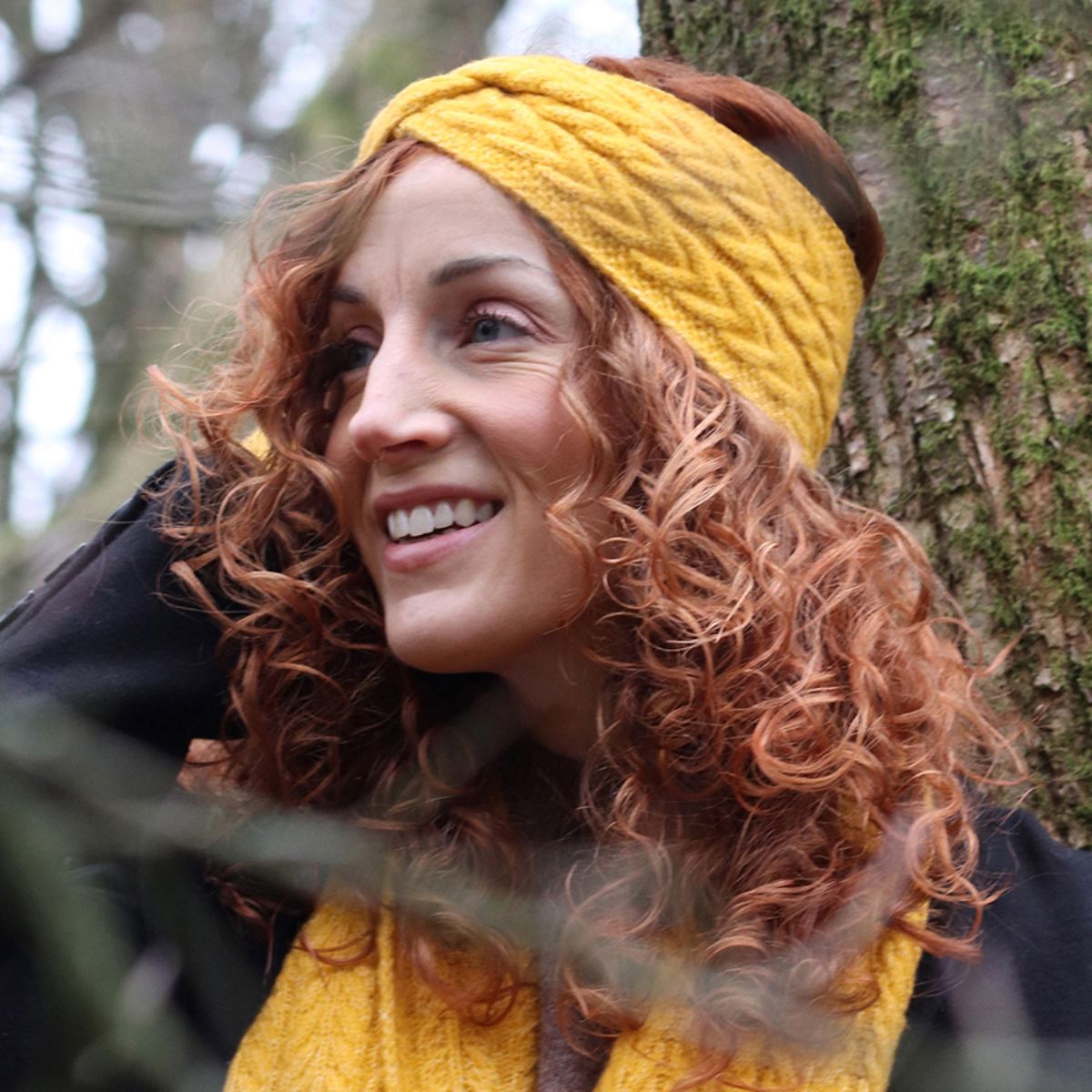POM Mustard Recycled Herringbone Knot Twist Headband
