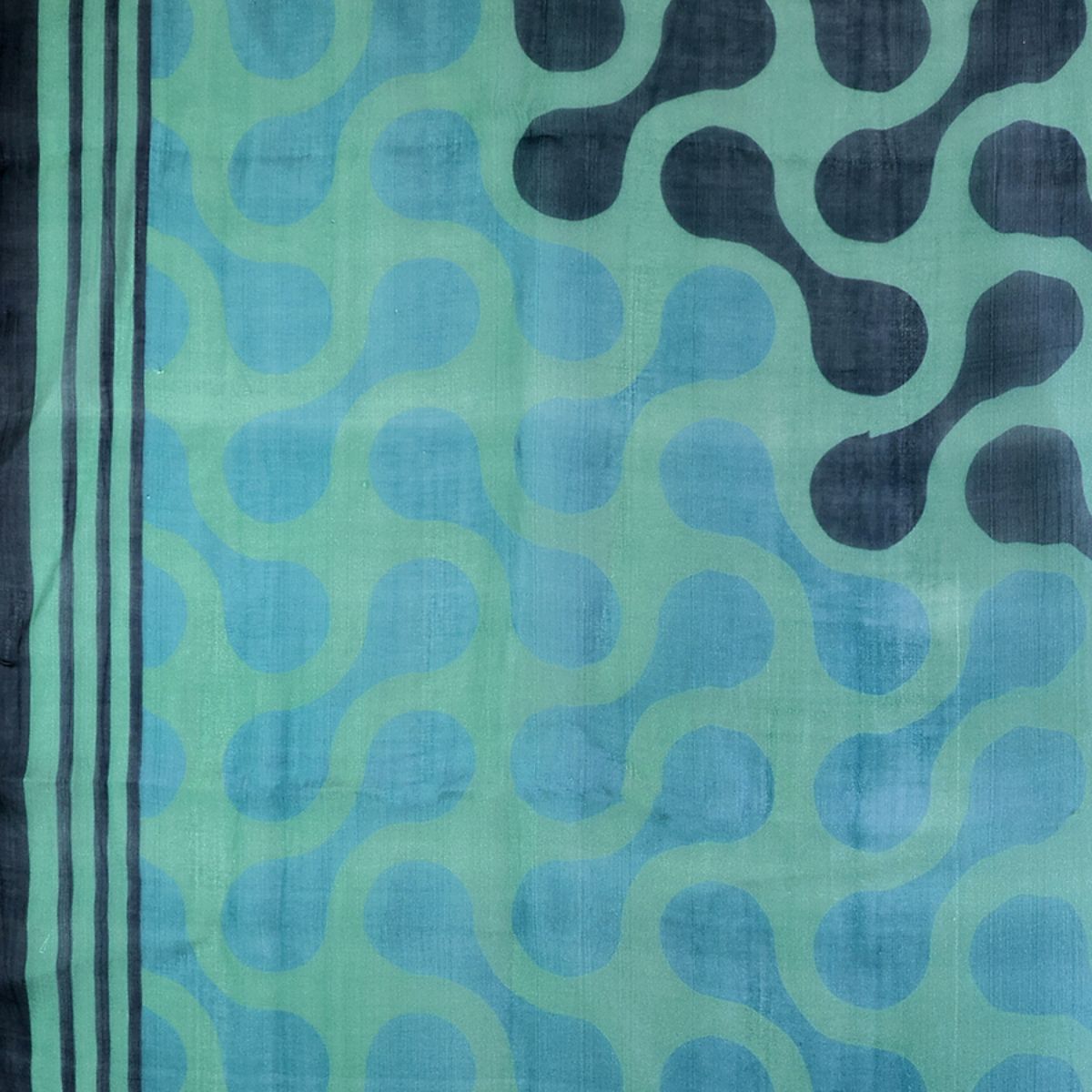 POM Navy and Teal Mix 100% Silk Square Scarf