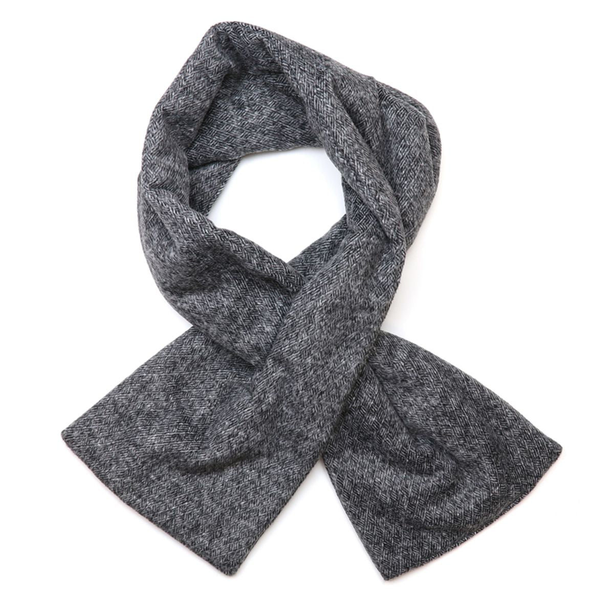POM Reece Grey Mix Herringbone Pull Through Scarf for Men