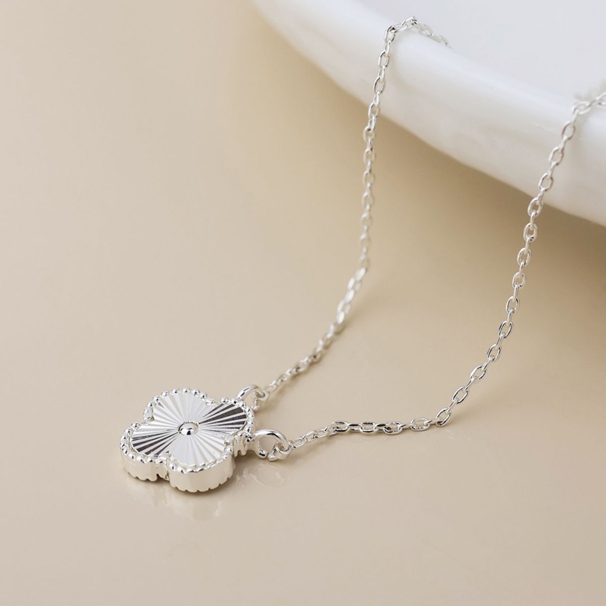 POM Silver Plated Quatrefoil Necklace
