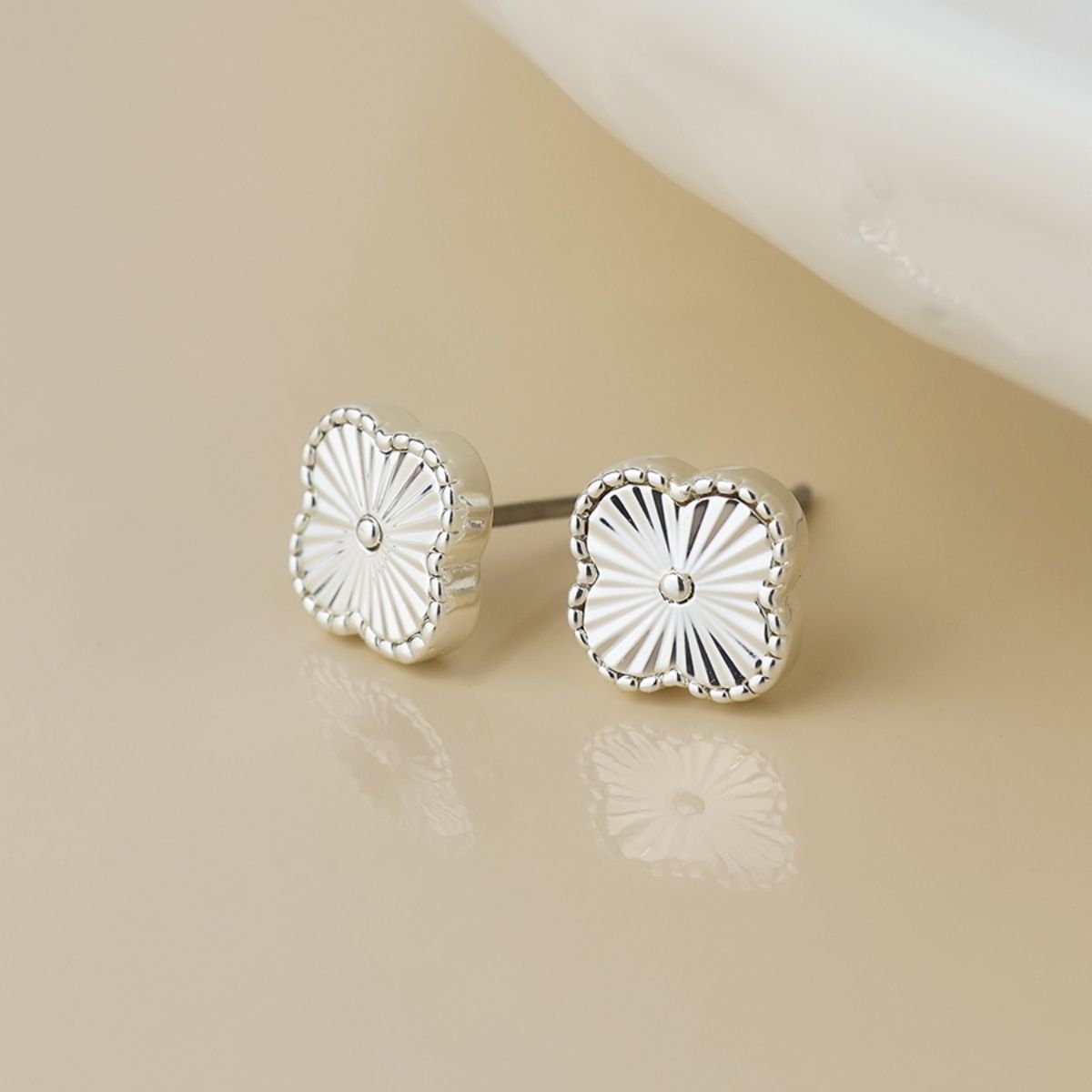 POM Silver Plated Quatrefoil Stud Earrings