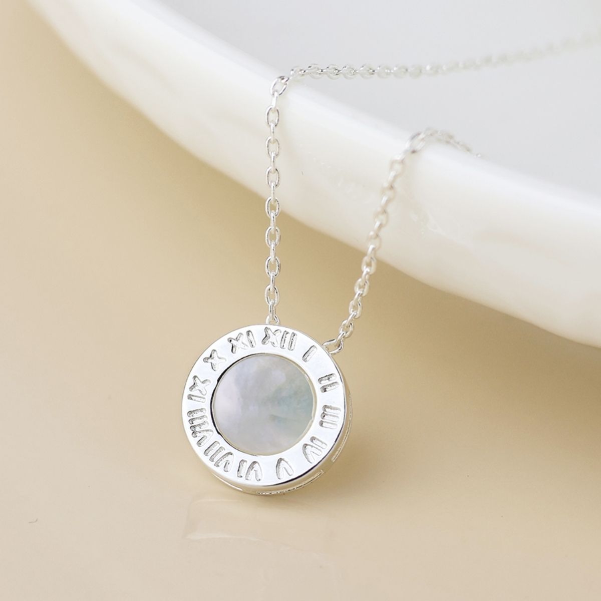 POM Silver Plated Roman Numeral Necklace