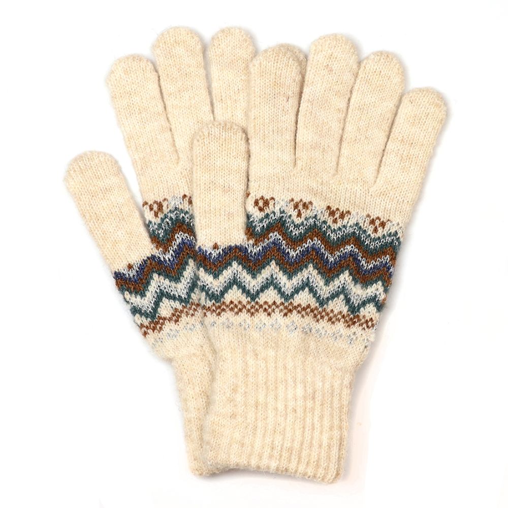 POM Sofia Cream Mix Fair Isle Knit Gloves