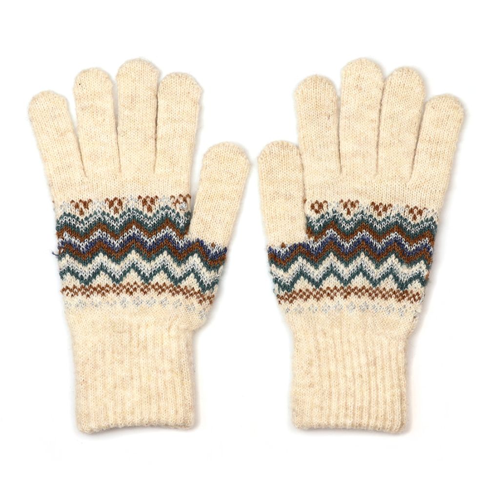 POM Sofia Cream Mix Fair Isle Knit Gloves