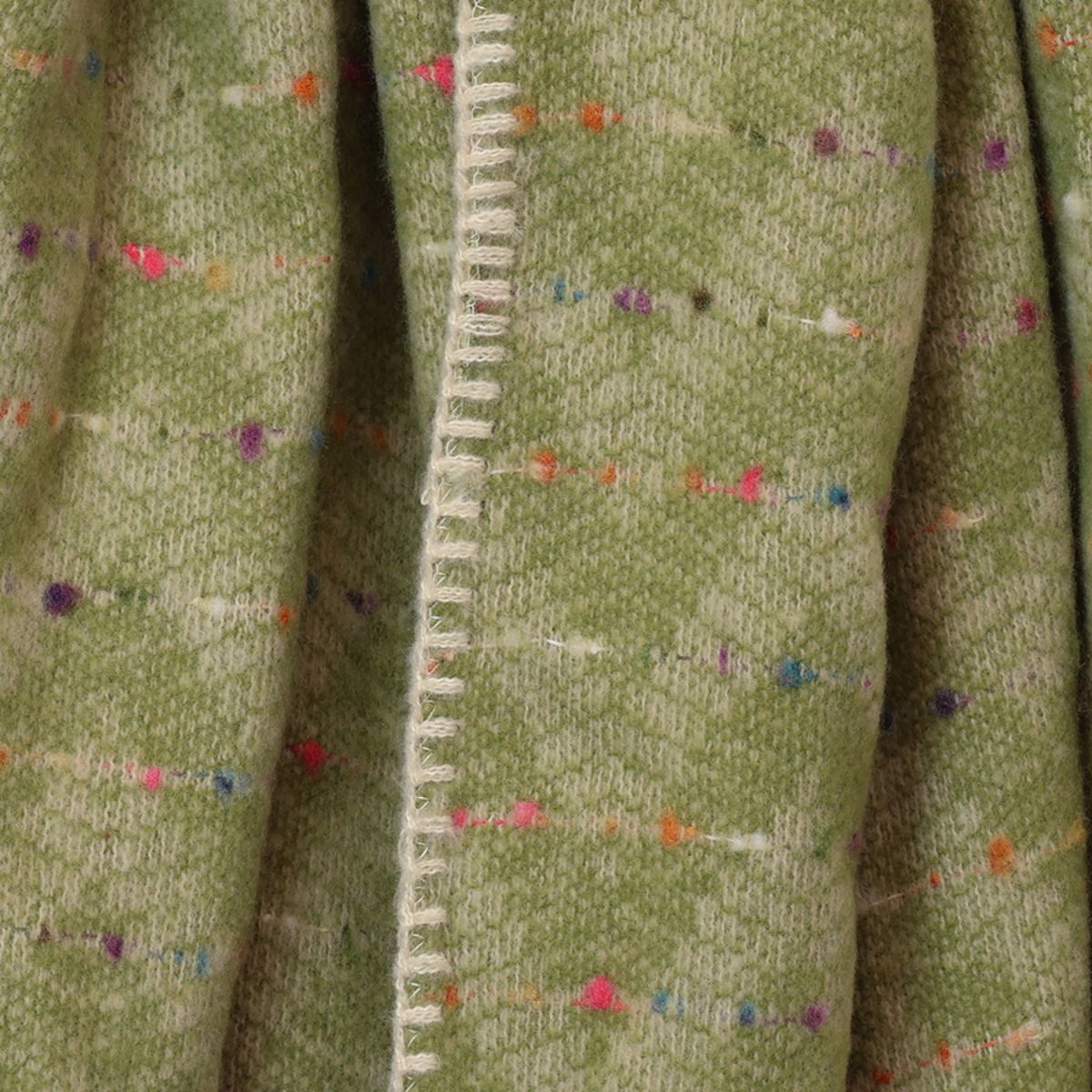 POM Tara Pistachio Mix Chevron Weave Stitch Detail Triangle Scarf