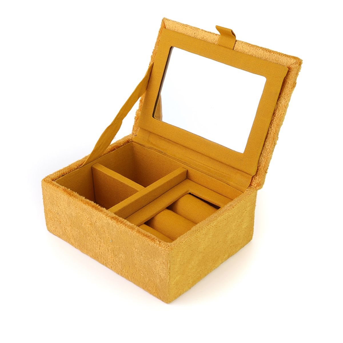 POM Tiger Moth Mustard Velvet Embellished Small Jewellery Box