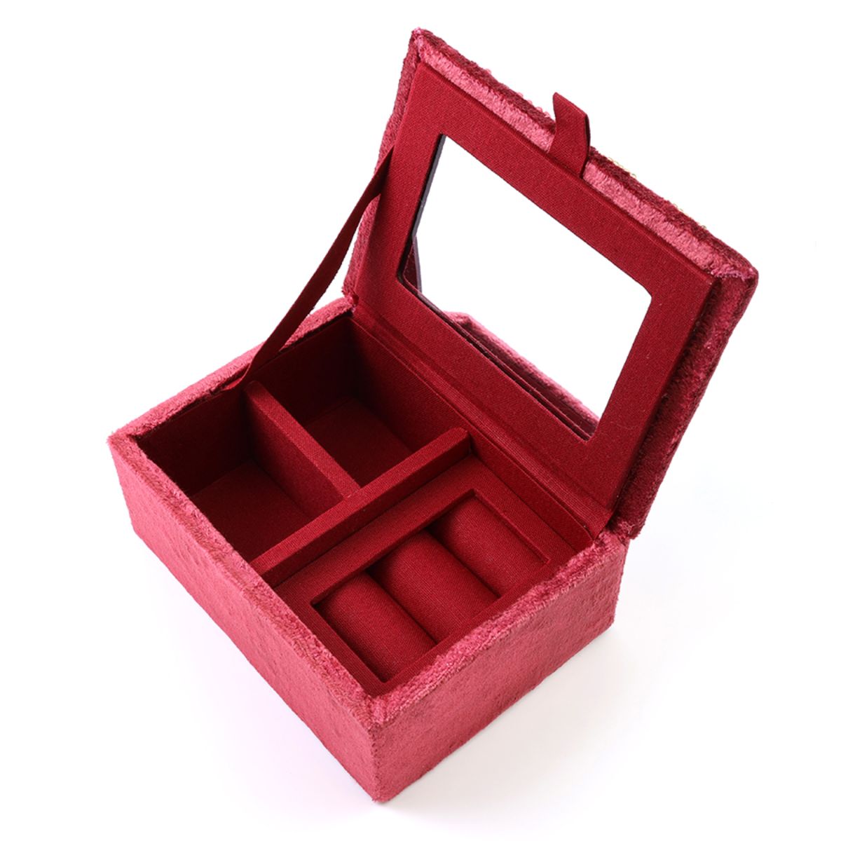 POM Winter Street Wine Velvet Embroidered Small Jewellery Box