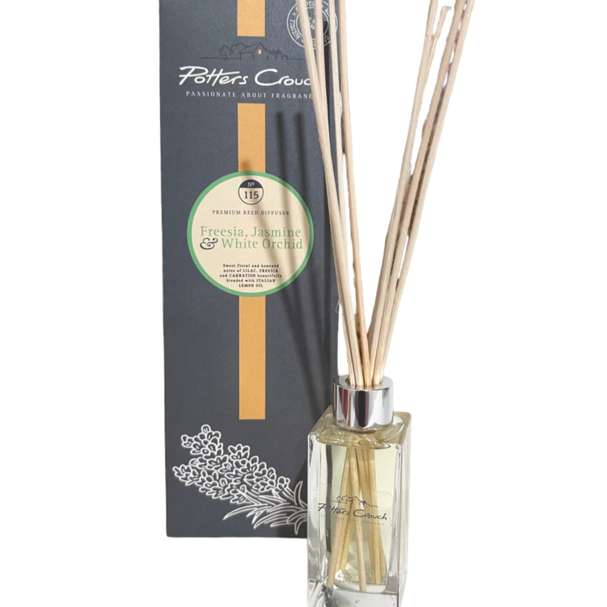 Potters Crouch 100ml Freesia, Jasmine & White Orchid Reed Diffuser - Old Railway Line Garden Centre