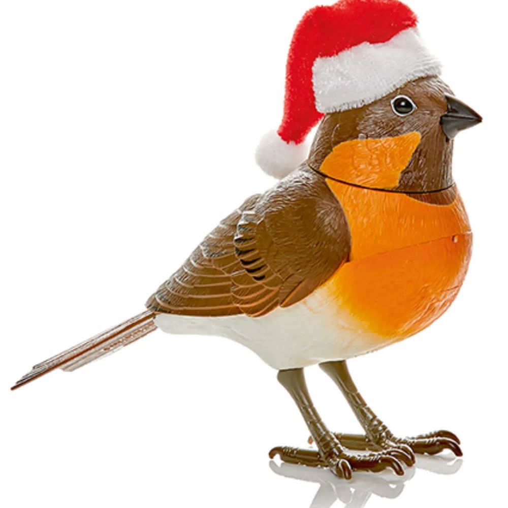 Premier 12.5cm Battery Operated Robin with Santa Hat Sound and Motion Sensor