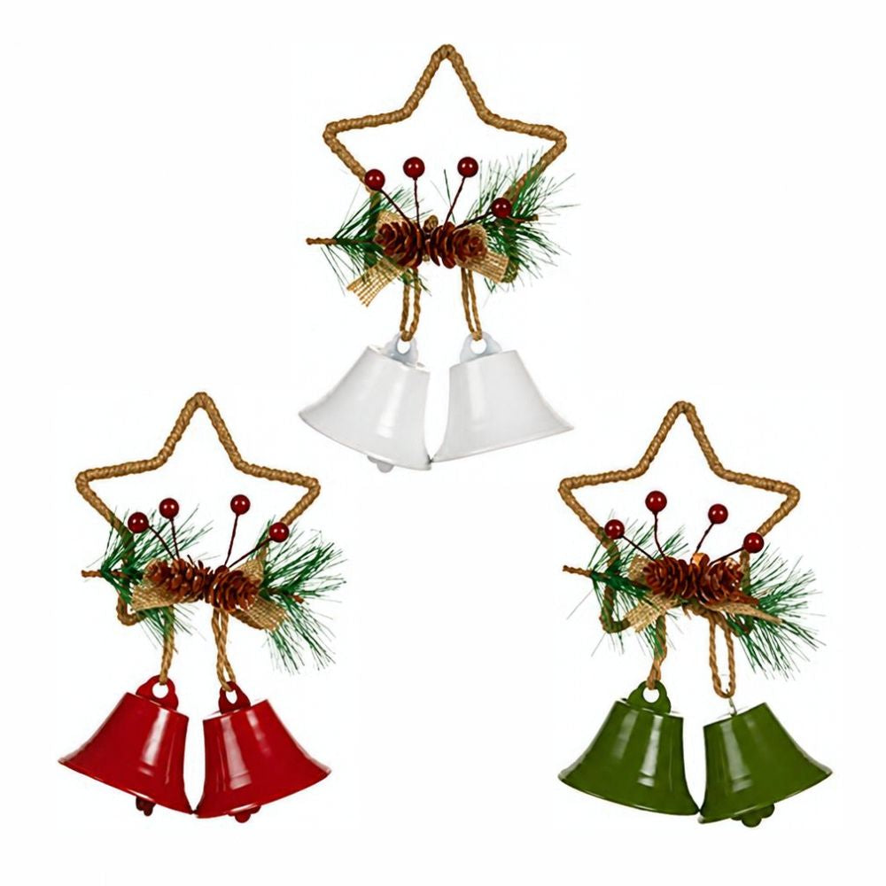Premier 15cm Jute Shape with Double Bell (Choice of 3 Green - Red - White)