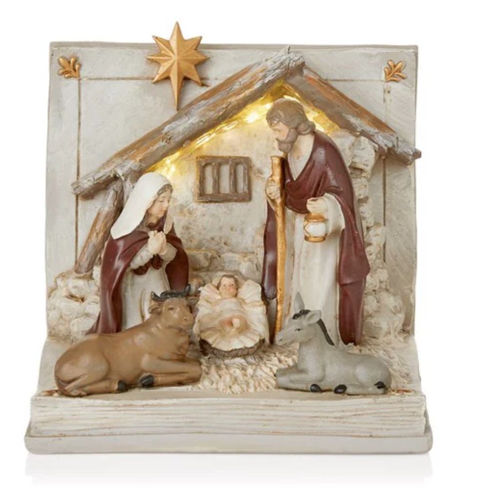 Premier 17cm Poyresin LIt Nativity Scene