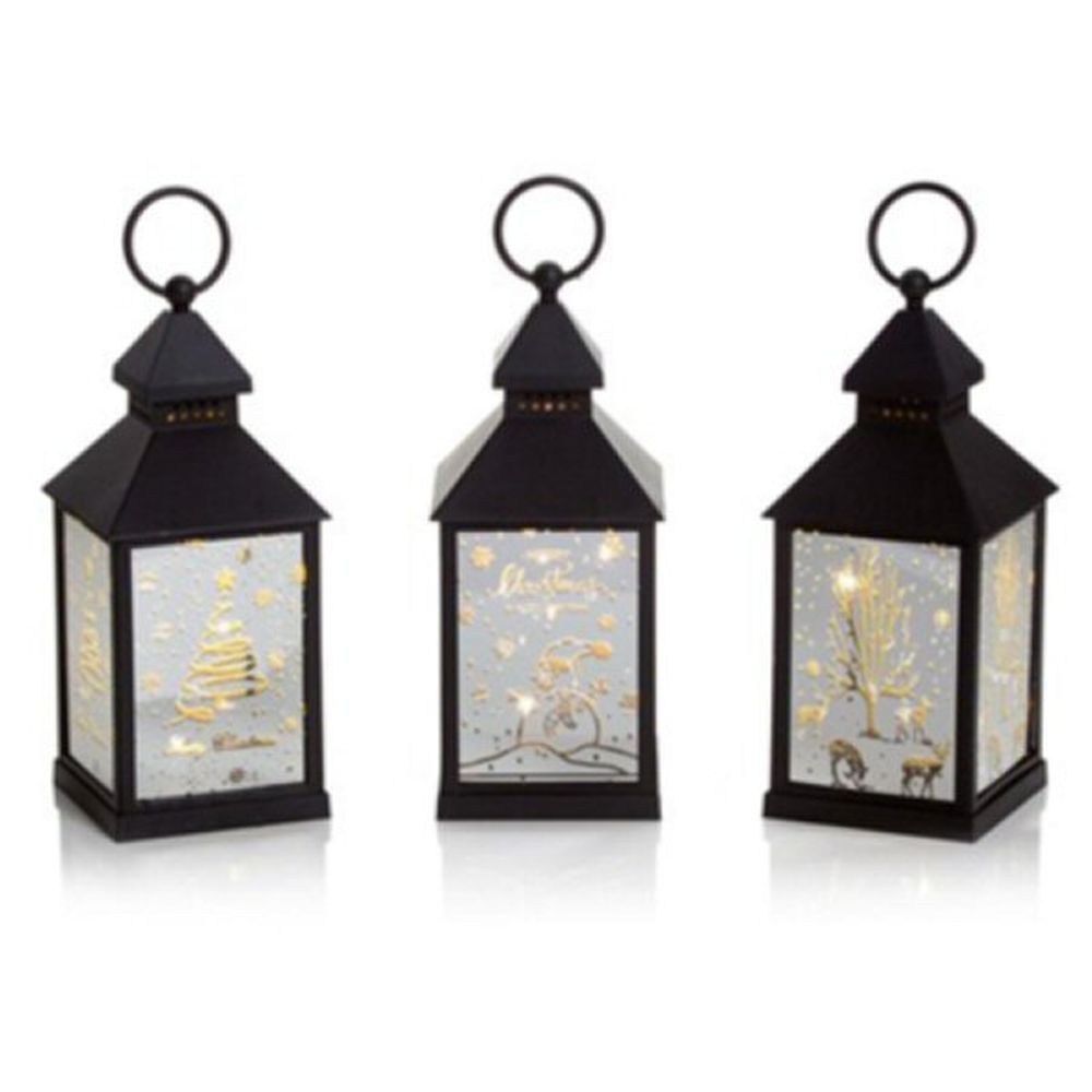 Premier 24cm Battery Operated Mirror Finish Lantern (Choice of 3)