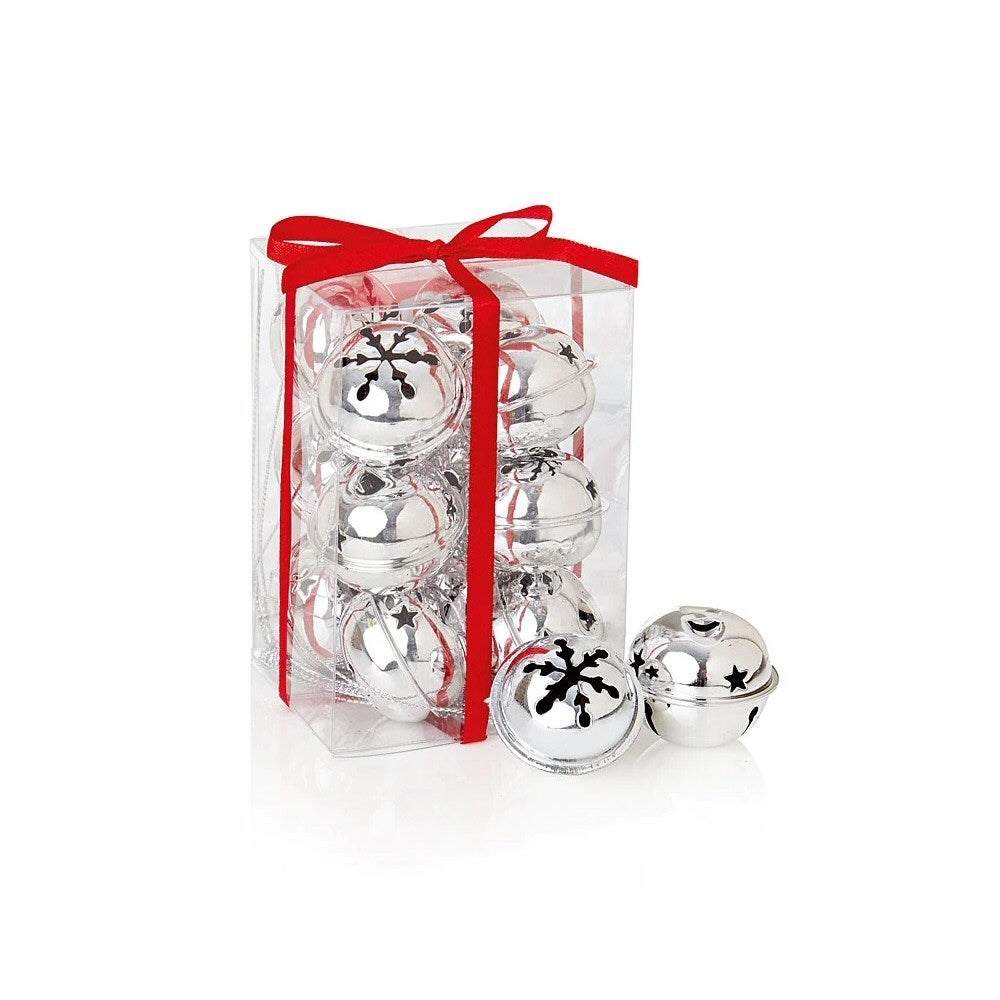 Premier 4cm Silver Jingle Bells Christmas Baubles