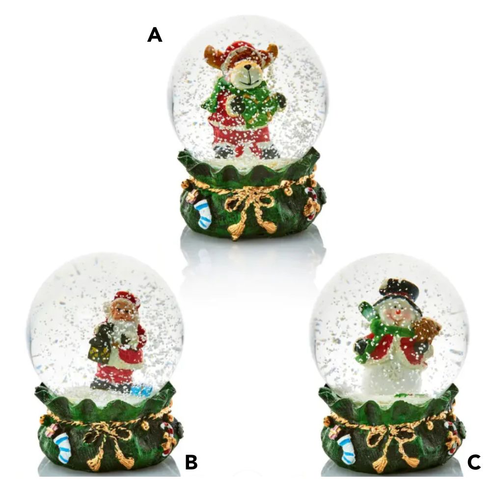 Premier 8cm Green Sack Snow Globe (Choice of 3)