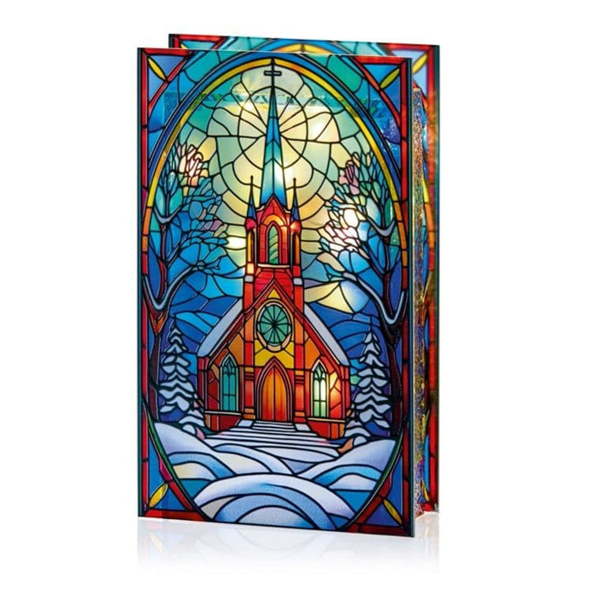 Premier 21cm Battery Operated Village Church LED Glass Scene