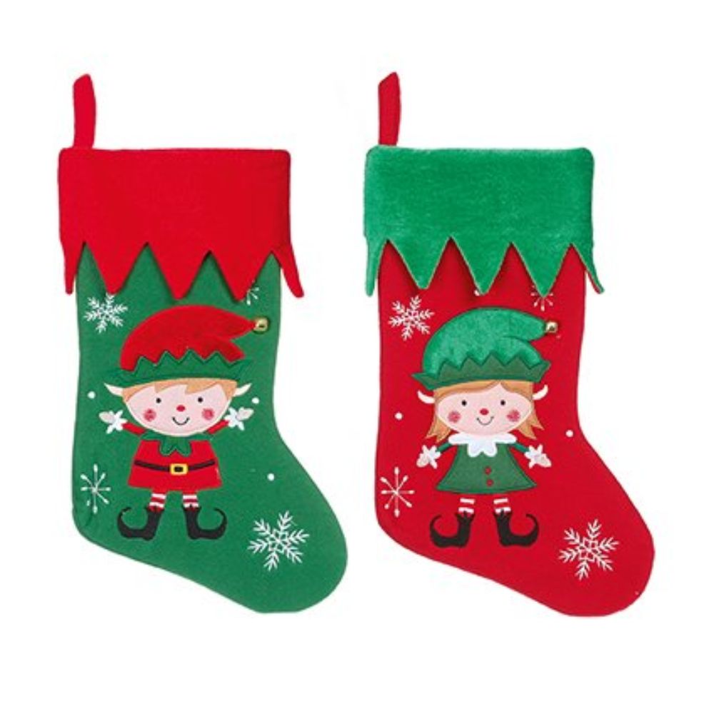 Premier Decorations 45cm Elf Stocking (Choice of 2)