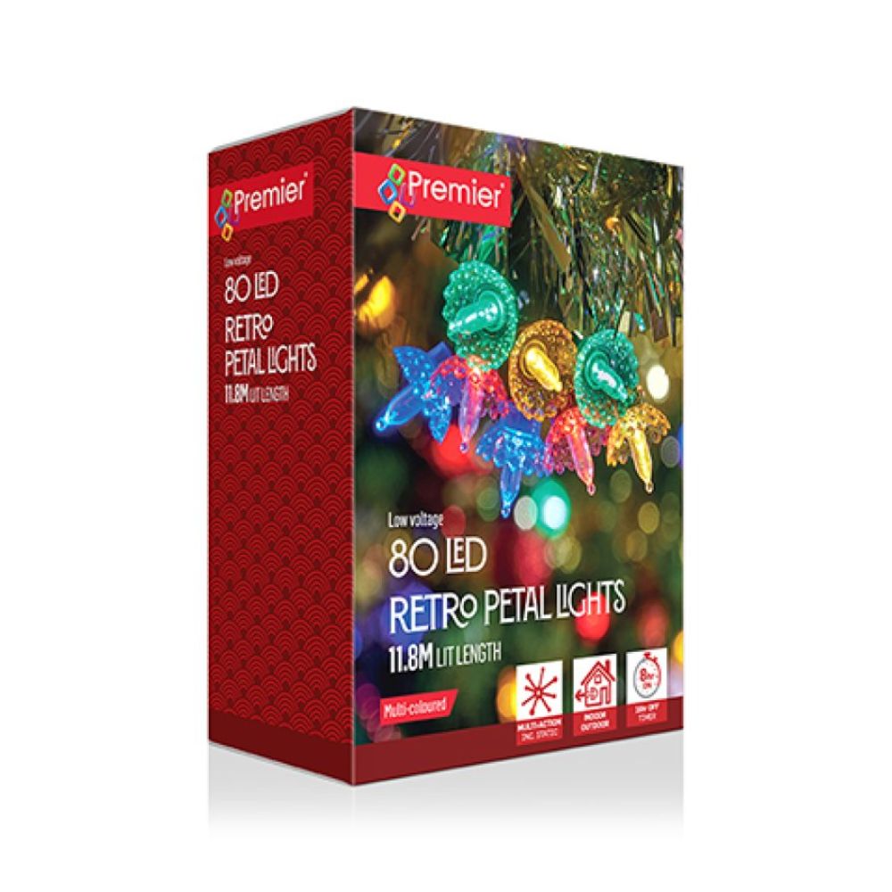 Premier Decorations 80 LED Retro Fairy Cap Lights - Multicolour