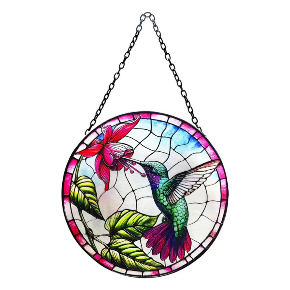 Primus Stained Glass Hanging Hummingbird Suncatcher